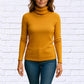 B Flawless - Ribbed Brushed Hacci Cowl Turtleneck Long Sleeve Top