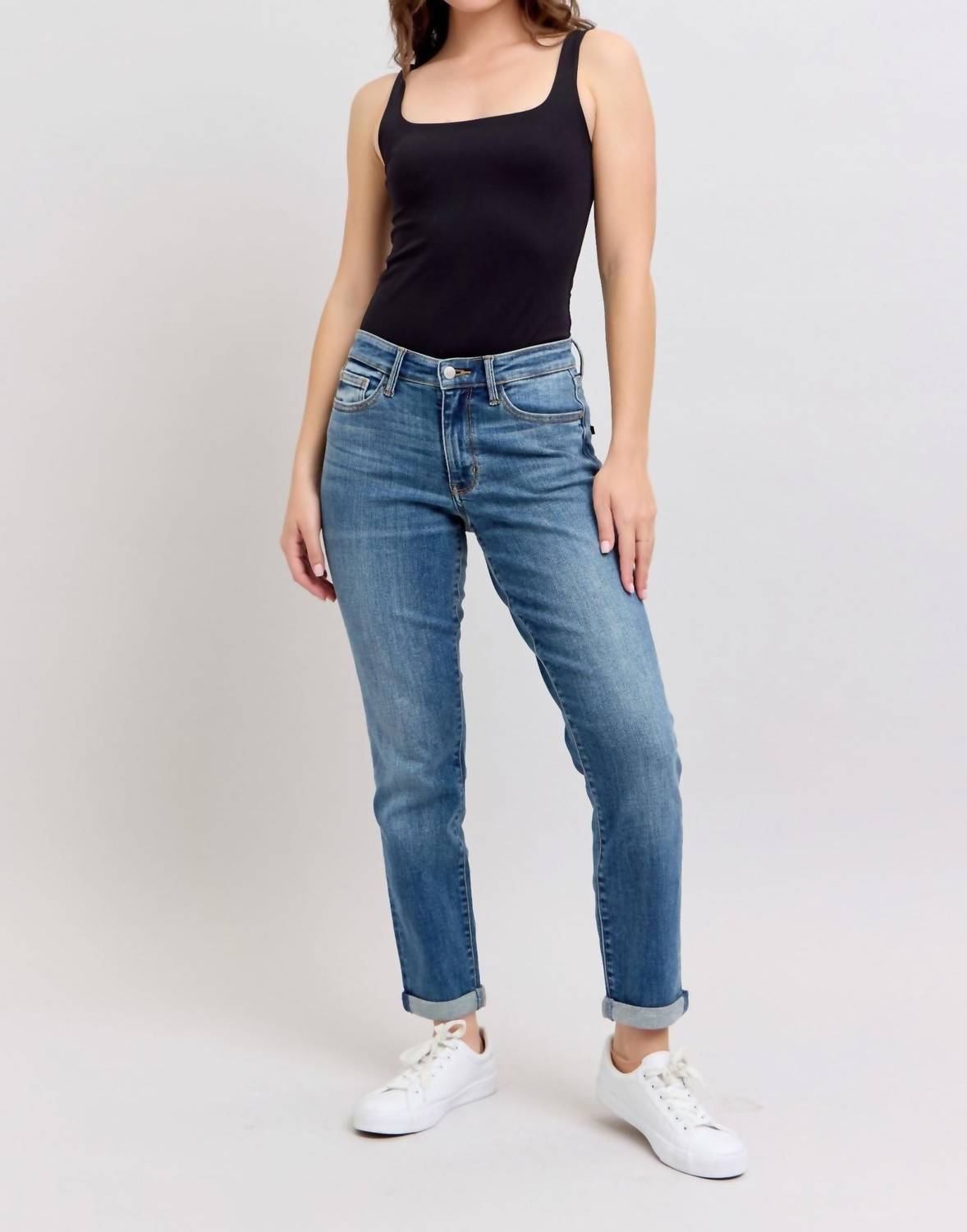 Judy Blue - Mid Rise Skinny Cuff Jeans