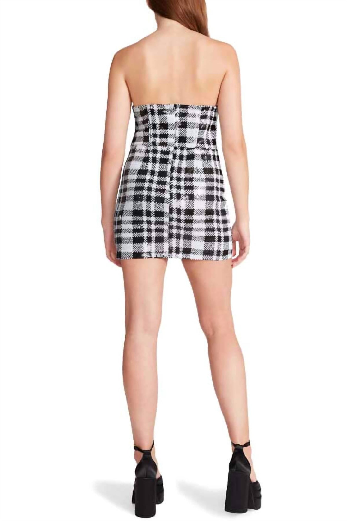 Steve Madden - Reta Sequin Plaid Strapless Minidress