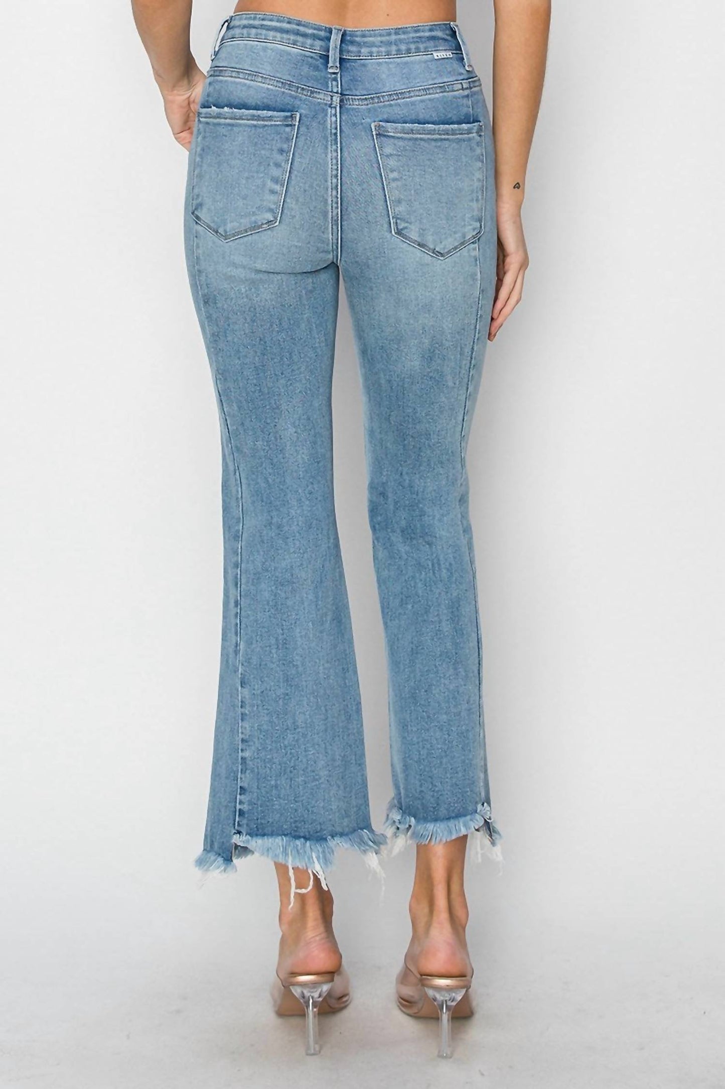 Risen - Step Hem Ankle Flare Jeans