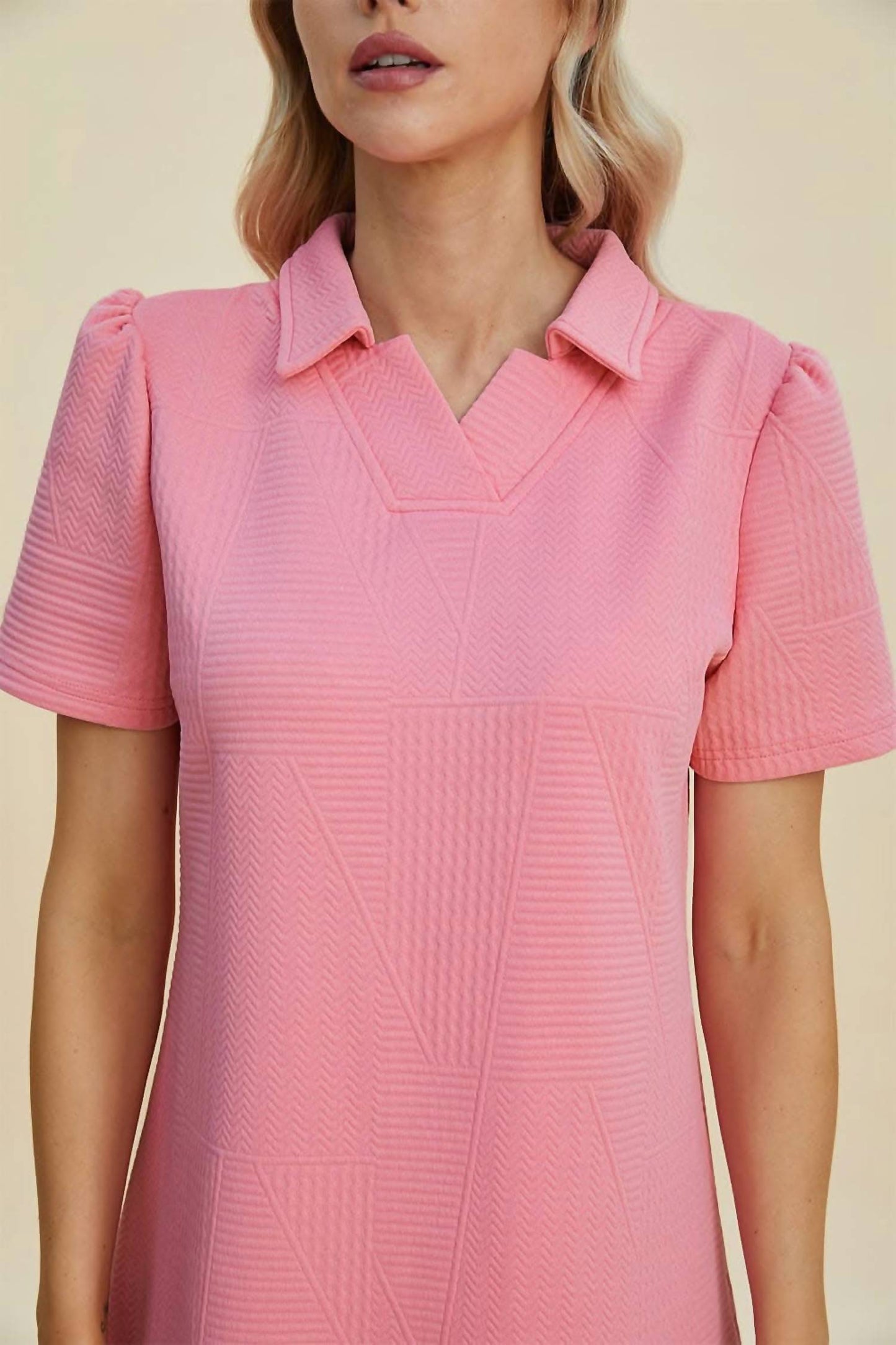 Double Take - Textured Short Sleeve Dress