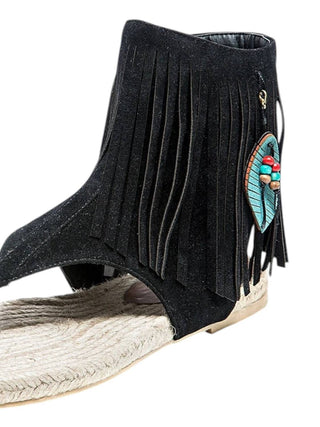 French Blu - Women's Yvette Thong Fringe Detailed Flats Sandals