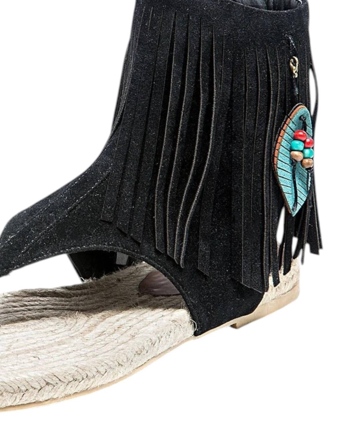 French Blu - Women's Yvette Thong Fringe Detailed Flats Sandals