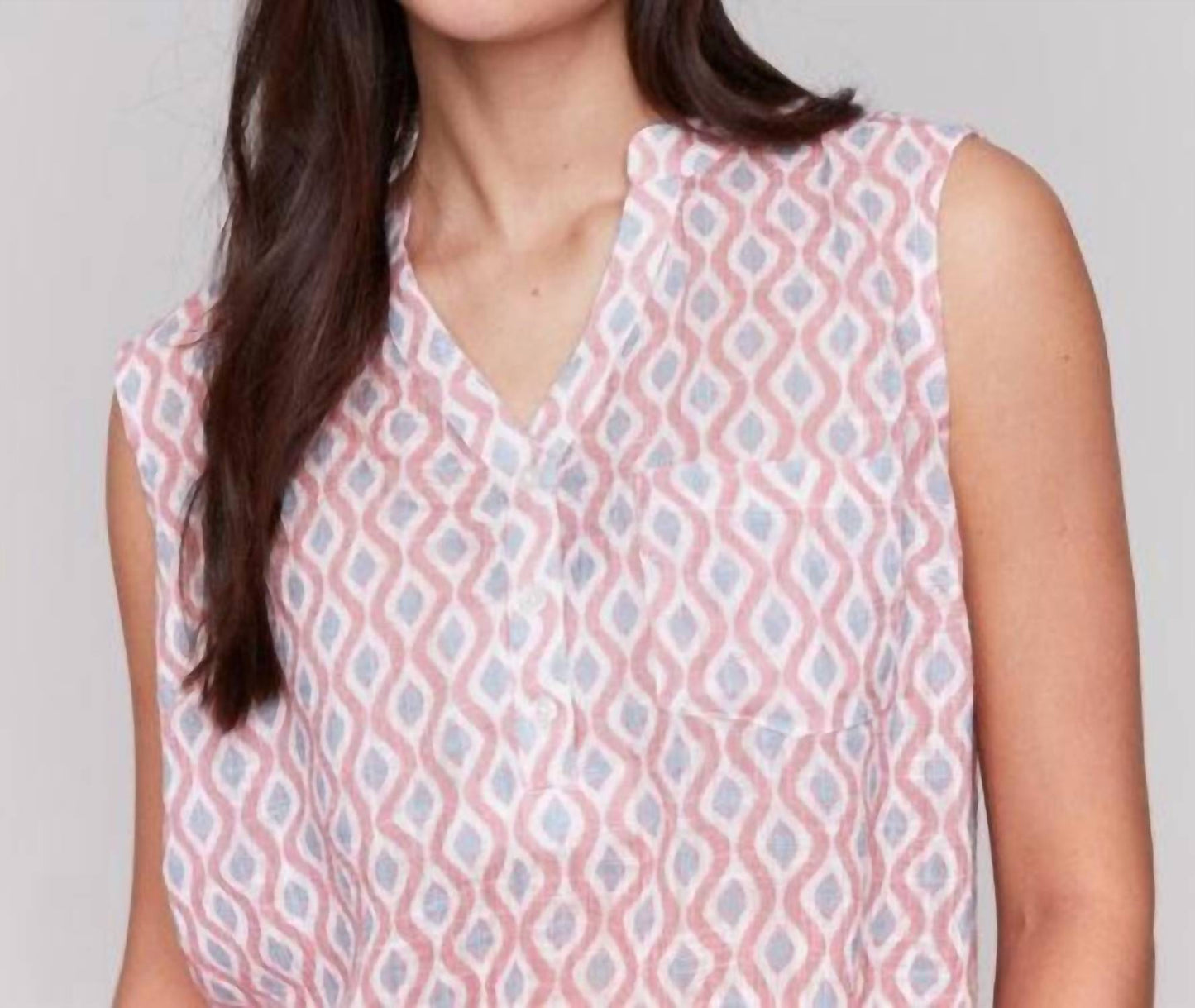 Charlie B - Printed Cotton Gauze Sleeveless Shirt