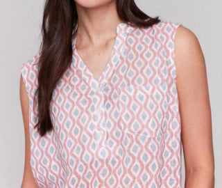 Charlie B - Printed Cotton Gauze Sleeveless Shirt