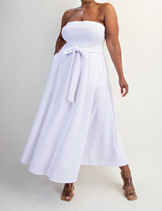 The Curve La - Plus Size Knit Tube Maxi Dress With Self Belt