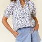 Doe And Rae - Dot Print Short Sleeve Blouse