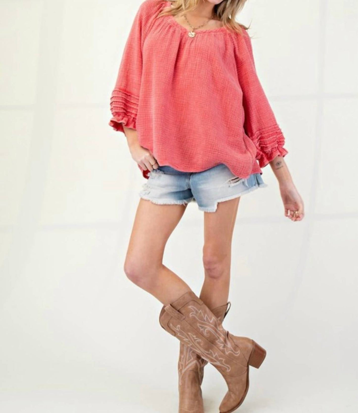 Easel - Mineral Washed Cotton Gauze Top