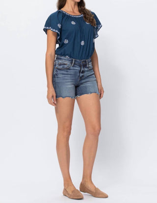 Judy Blue - Paisley Bandana Printed Jean Shorts