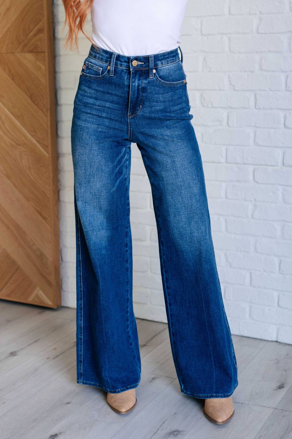 Judy Blue - Women's High Rise Tummy Control Retro Wide Leg Jeans