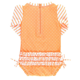 Rufflebutts - Ruffle Butts Polka Dot One Piece Rash Guard