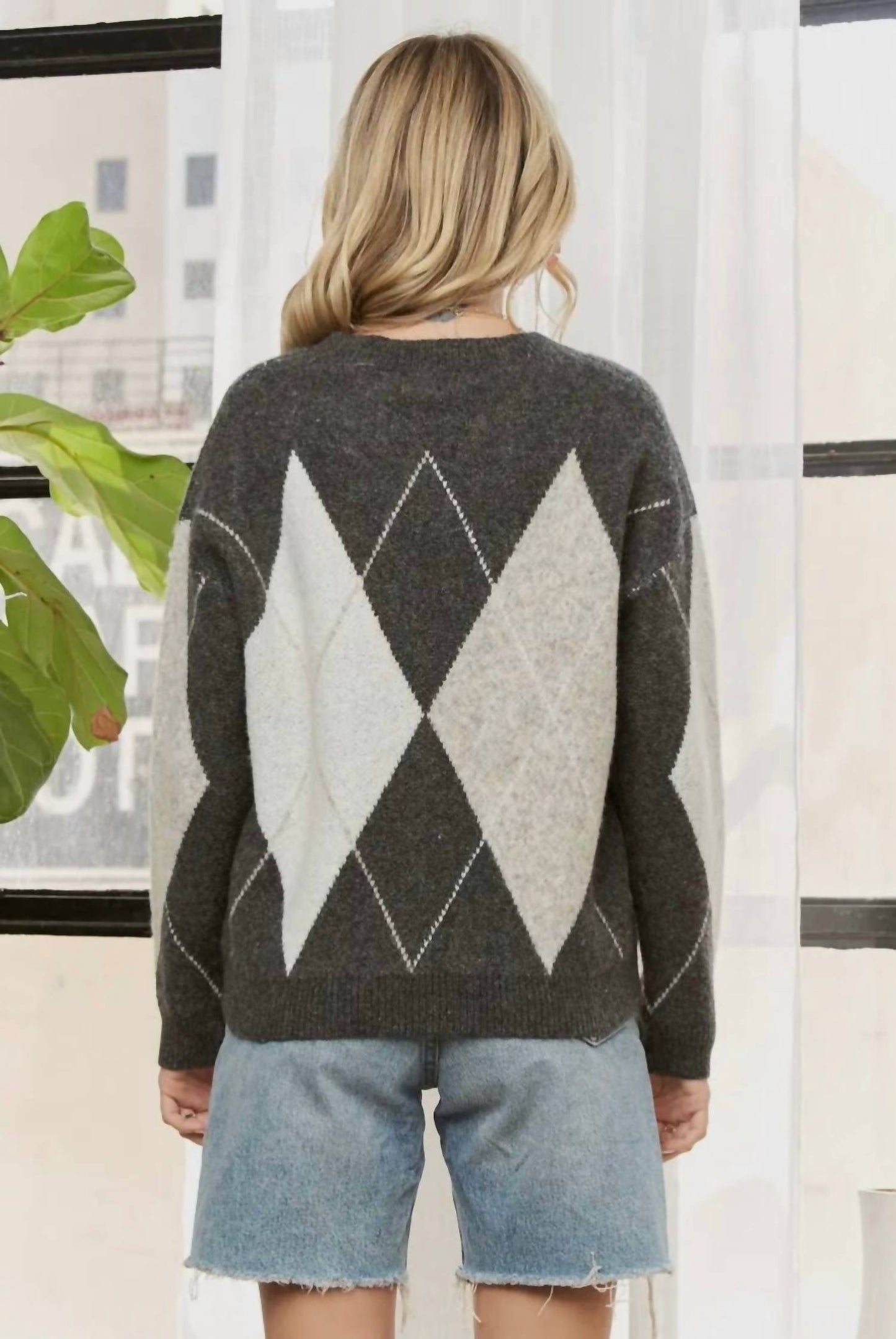 Adora - Diamond Print Knit Sweater