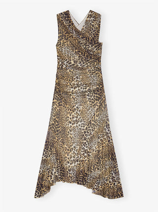 Ganni - Long Ruched Crossover Dress