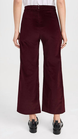 Frame - Cropped Wide Leg Velvet Pants