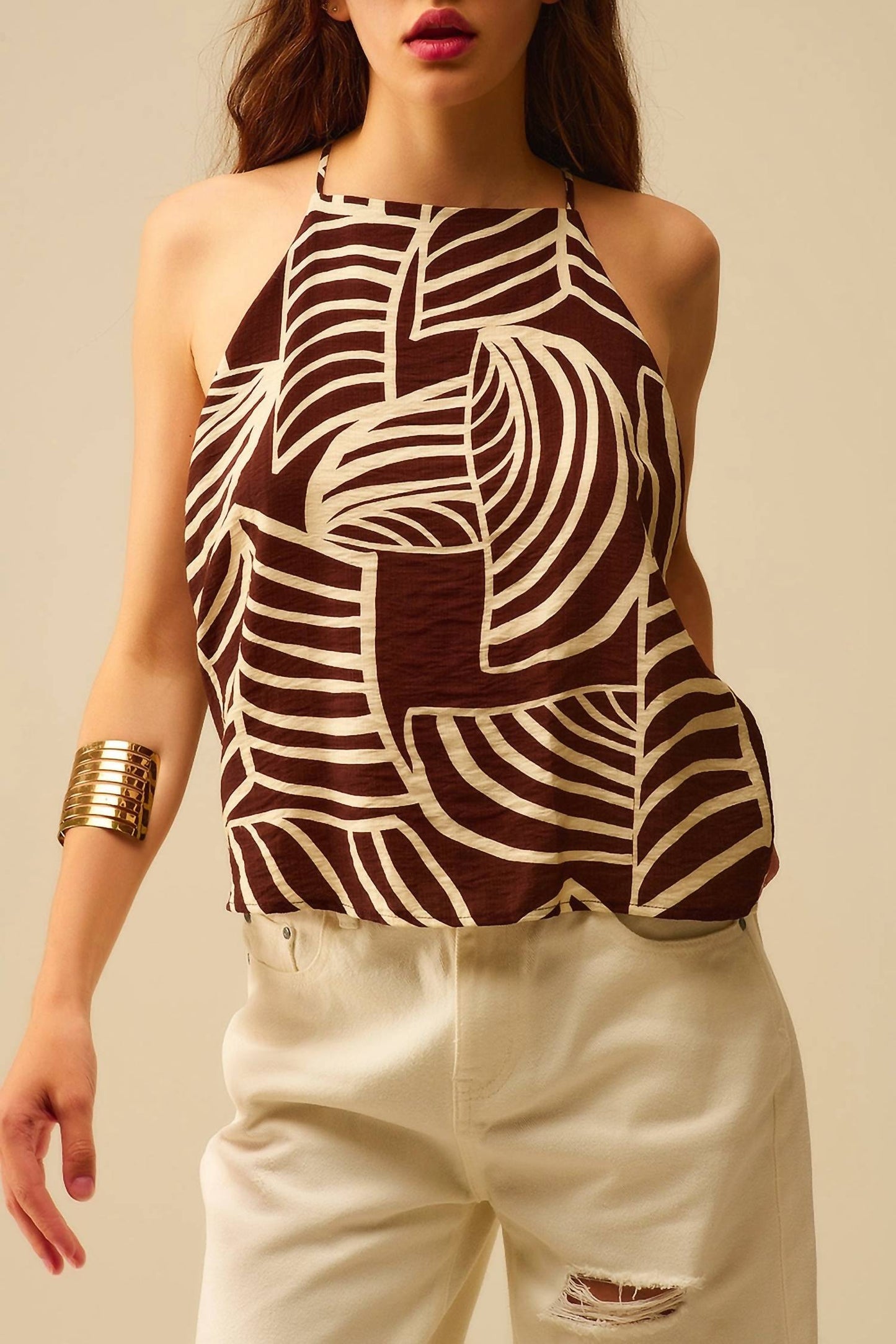 Q2 - Palm Print Halter Top