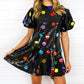 Queen Of Sparkles - Sequin Poof Sleeve Rainbow Paillette Dress
