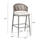 Outdoor Bar Height Metal Frame Counter Stools with Scallop-Shaped Backrest & Water-Resistant Cushions
