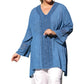 On The Plus Side - Tatum Crochet Cotton Wide Sleeve V-Neck Tunic - Plus