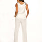 Paparazzi - Linen Blend Wide Leg Embroidered Pant