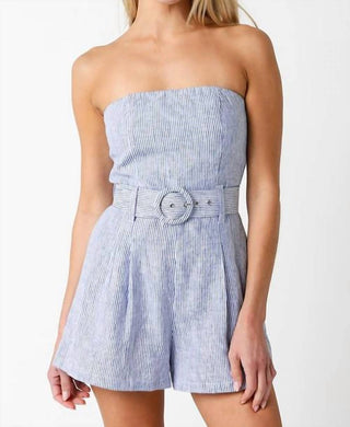 Olivaceous - Off Shoulder Stripe Romper