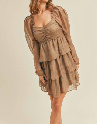 &Merci - Madeline Shirred Ruffle Tier Layer Mini Dress