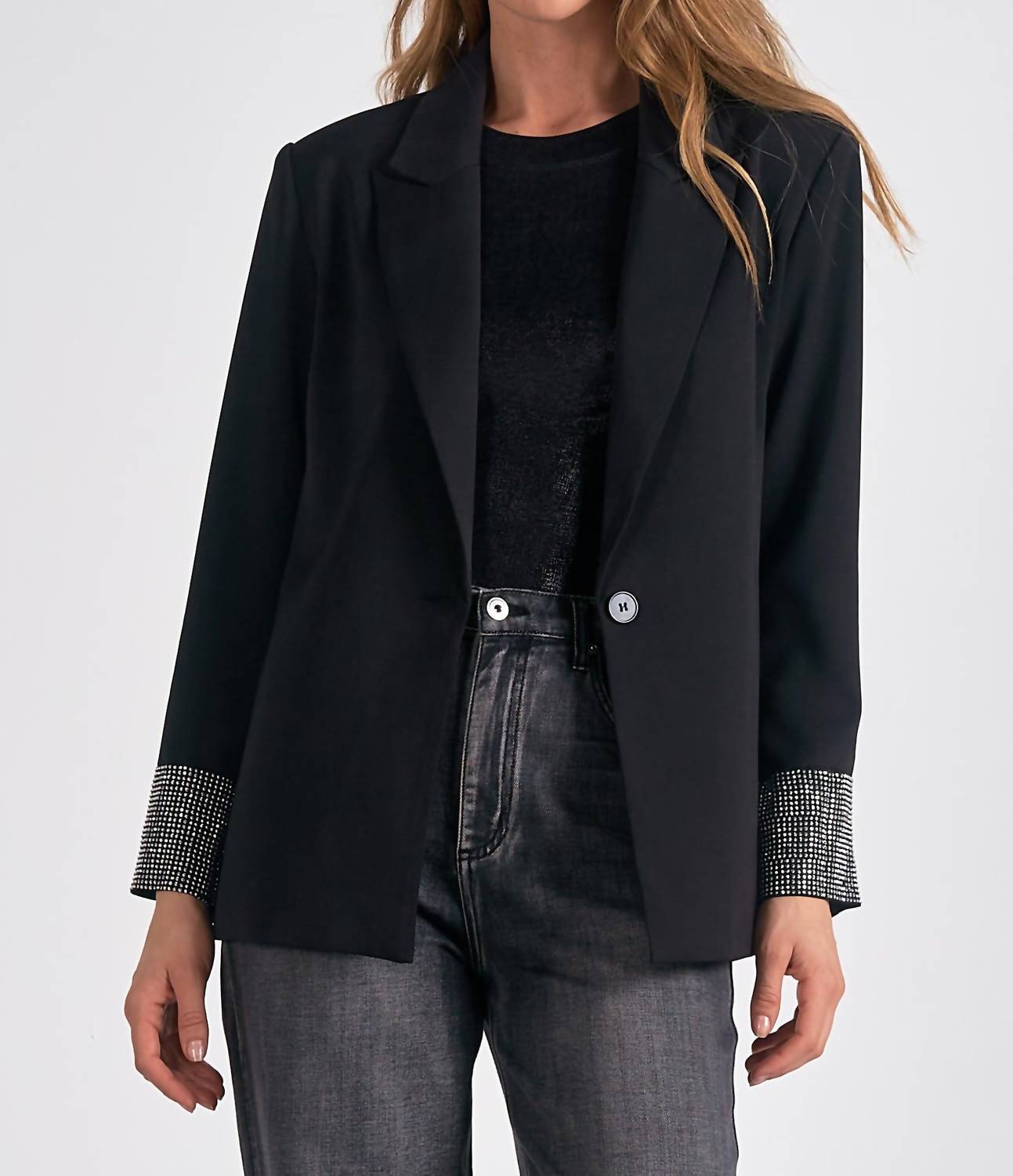 Elan - Eloise Rhinestone Cuffs Blazer