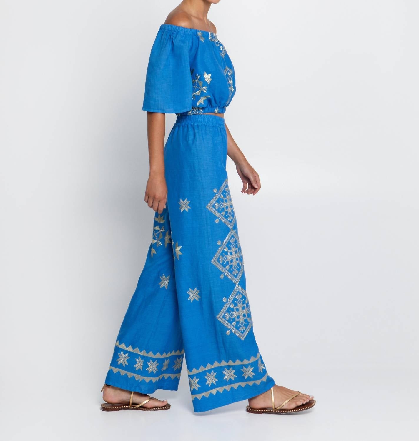 Greek Archaic Kori - Lefkada Off Shoulder Crop Top
