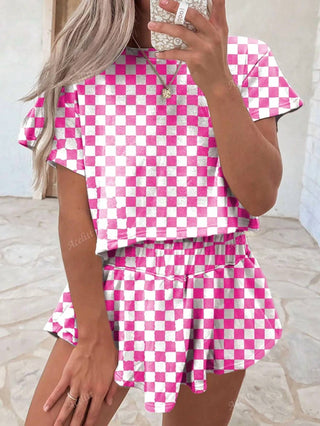 Aapparella - Women's Checkered 2-piece Skort Set