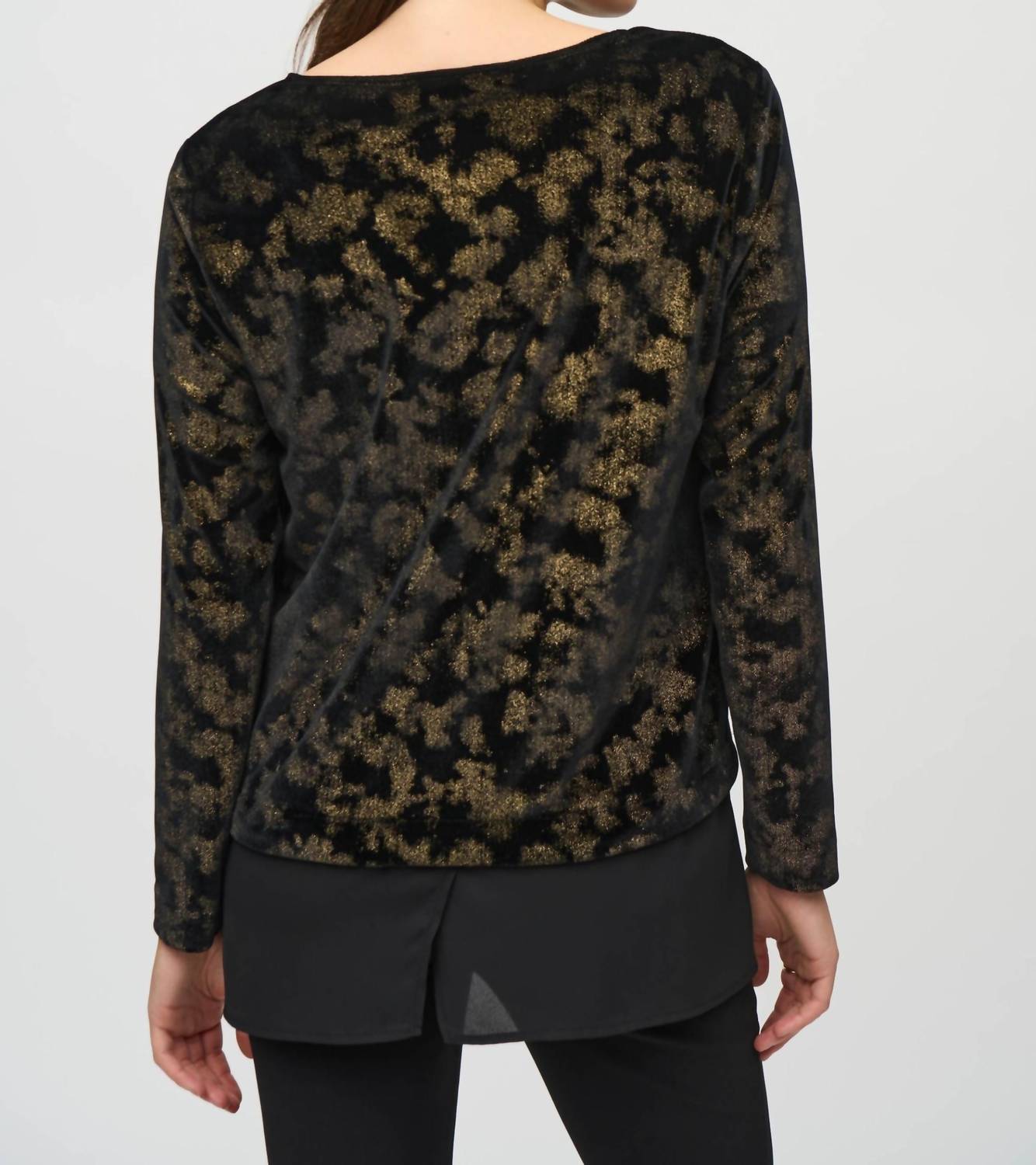 Joseph Ribkoff - Foiled Velvet Long Sleeve Top