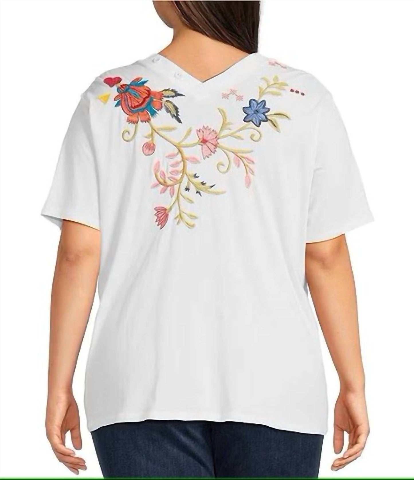 Johnny Was - Women's Button Neck Tee Georgia Plus
