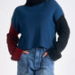 Elan - Colorblock Turtle Neck Cropped Sweater