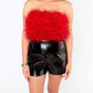 Buddylove - Fancy Strapless Feather Crop Top