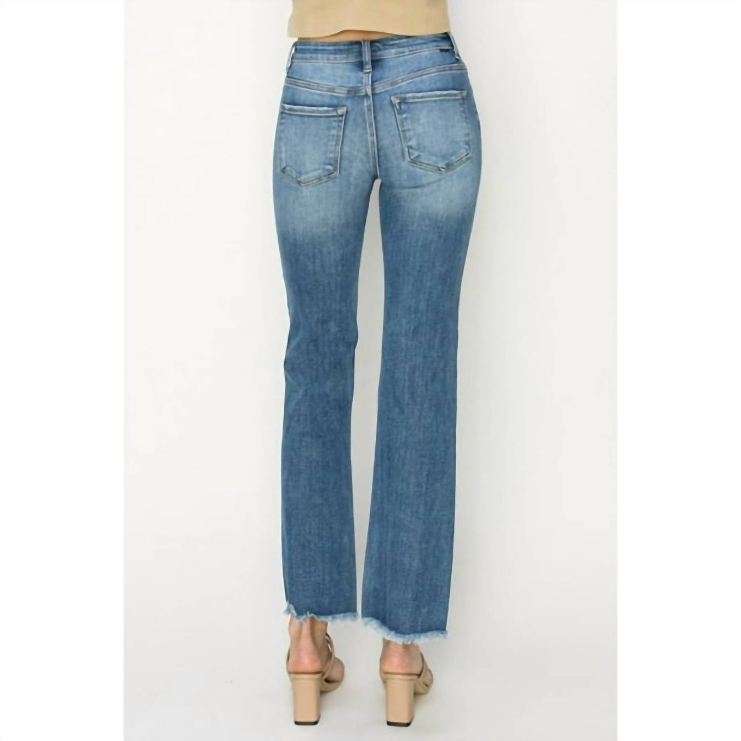 Risen - Mid Rise Fray Hem Bootcut Jeans