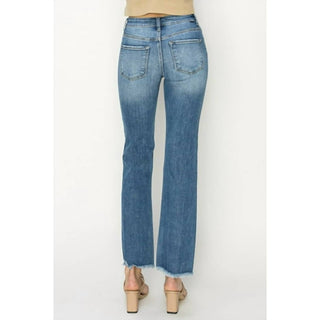 Risen - Mid Rise Fray Hem Bootcut Jeans