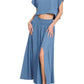 Trendsi - Zenana Heavy Woven Span Crop Tee & Skirt Set
