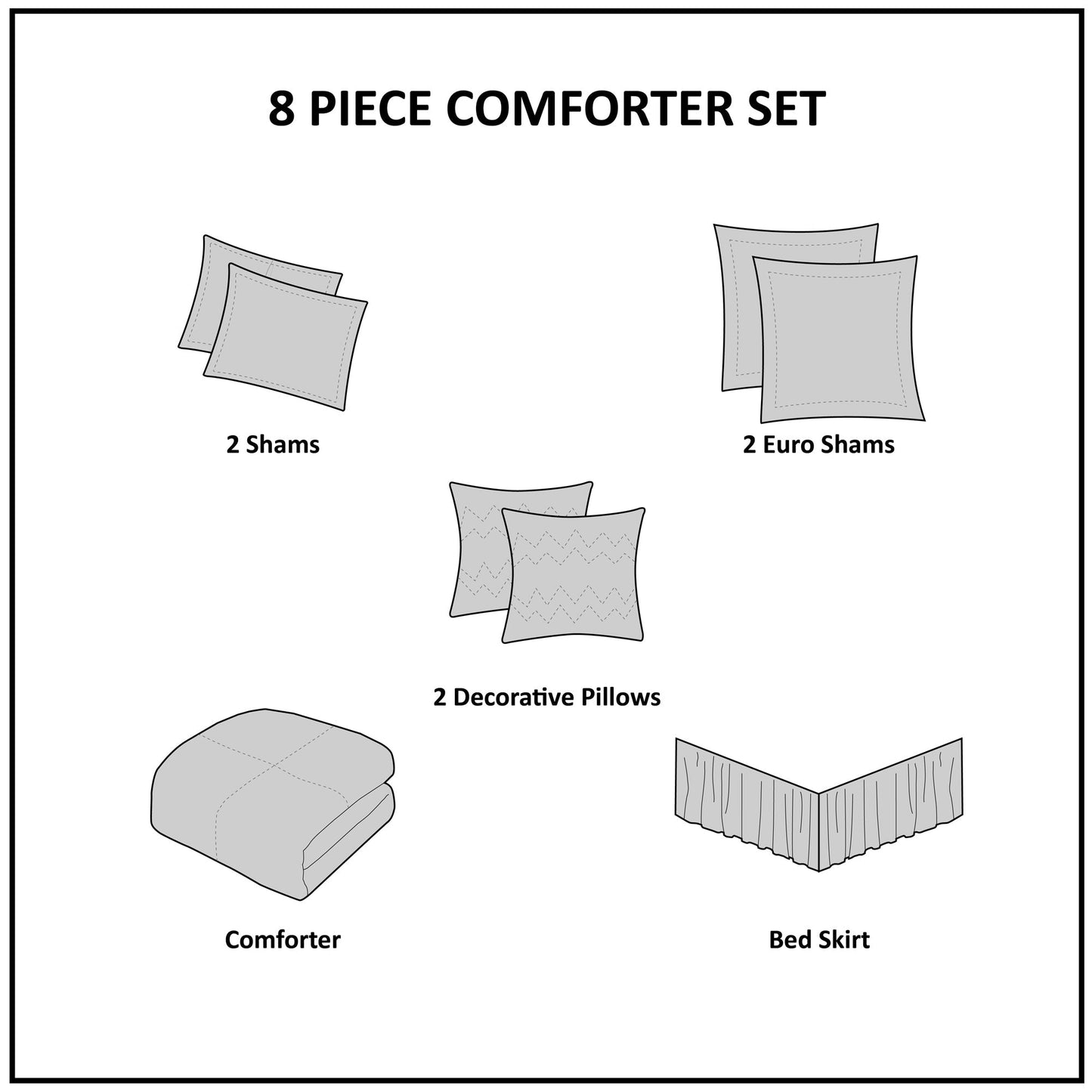 Embroidered 8 Piece Comforter Set Neutral Queen
