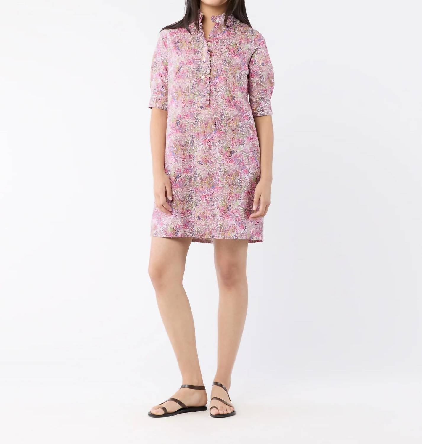 Ann Mashburn - Elbow-sleeved Frill Dress