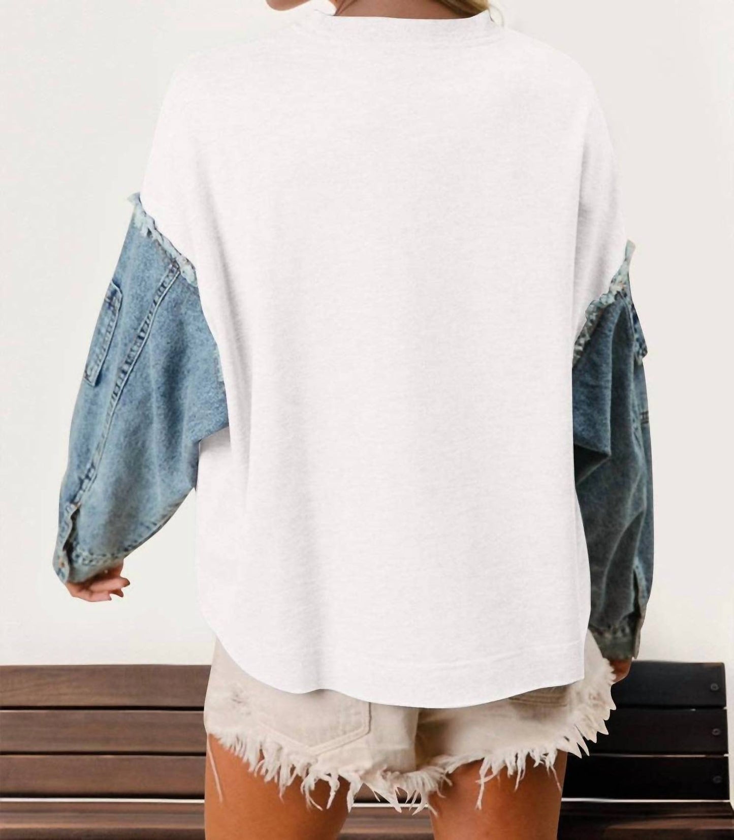 Double Take - Raw Edge Star Contrast Sweatshirt