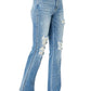 Judy Blue - High Waisted Destroy Fray Hem Bootcut Jeans