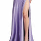 Fiesta Fashion - Satin Open Back High Slit Leg Evening Gown Maxi Dress