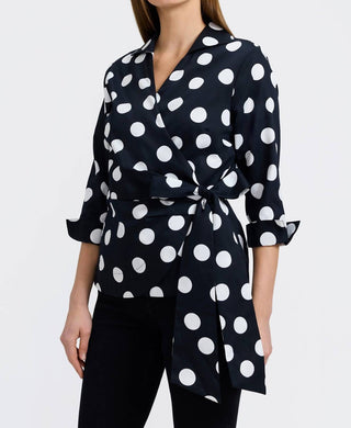 Foxcroft - Women's Salina Polka Dot Three Quarter Sleeve Top