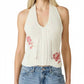 Steve Madden - Opal Floral Embroidered Crochet Knit Halter Top
