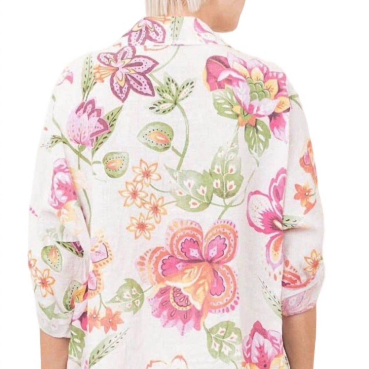 Made In Italy - Floral Linen Blouse