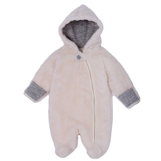Le Top - Le Top Bebe Ivory and Grey Hooded Snowsuit