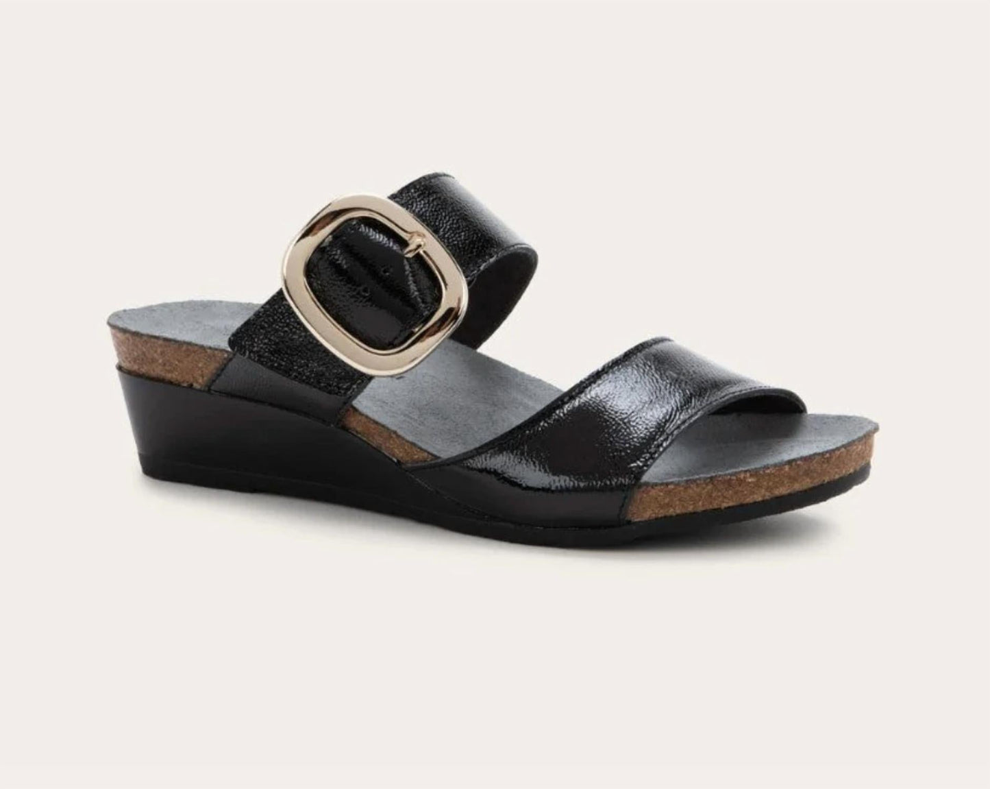Naot - Women's Magic Black Crinkle Patent Leather Sandal
