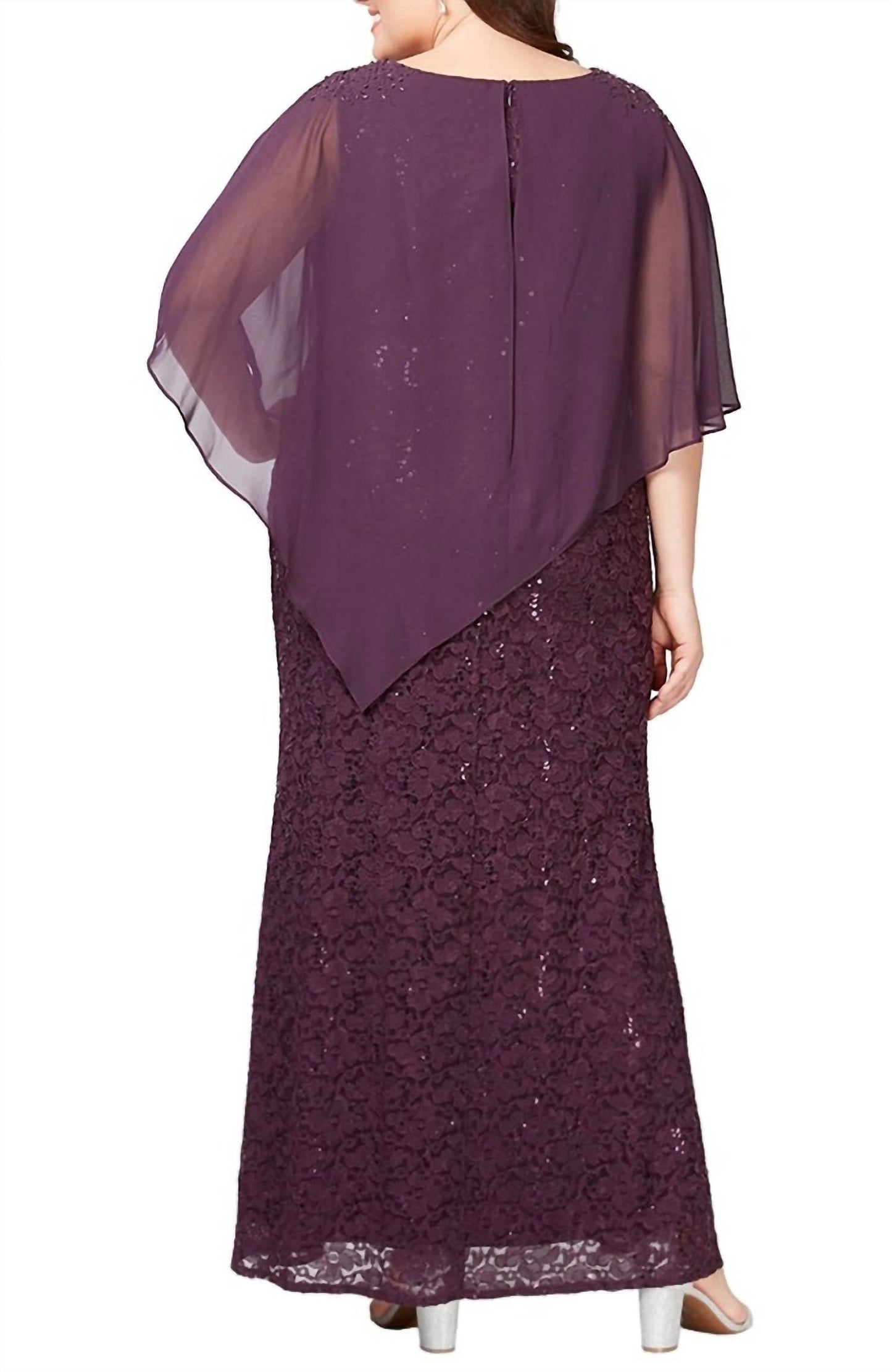 Alex Evenings - Women's Plus-Size Long Popover Dress with Beaded Shoulder