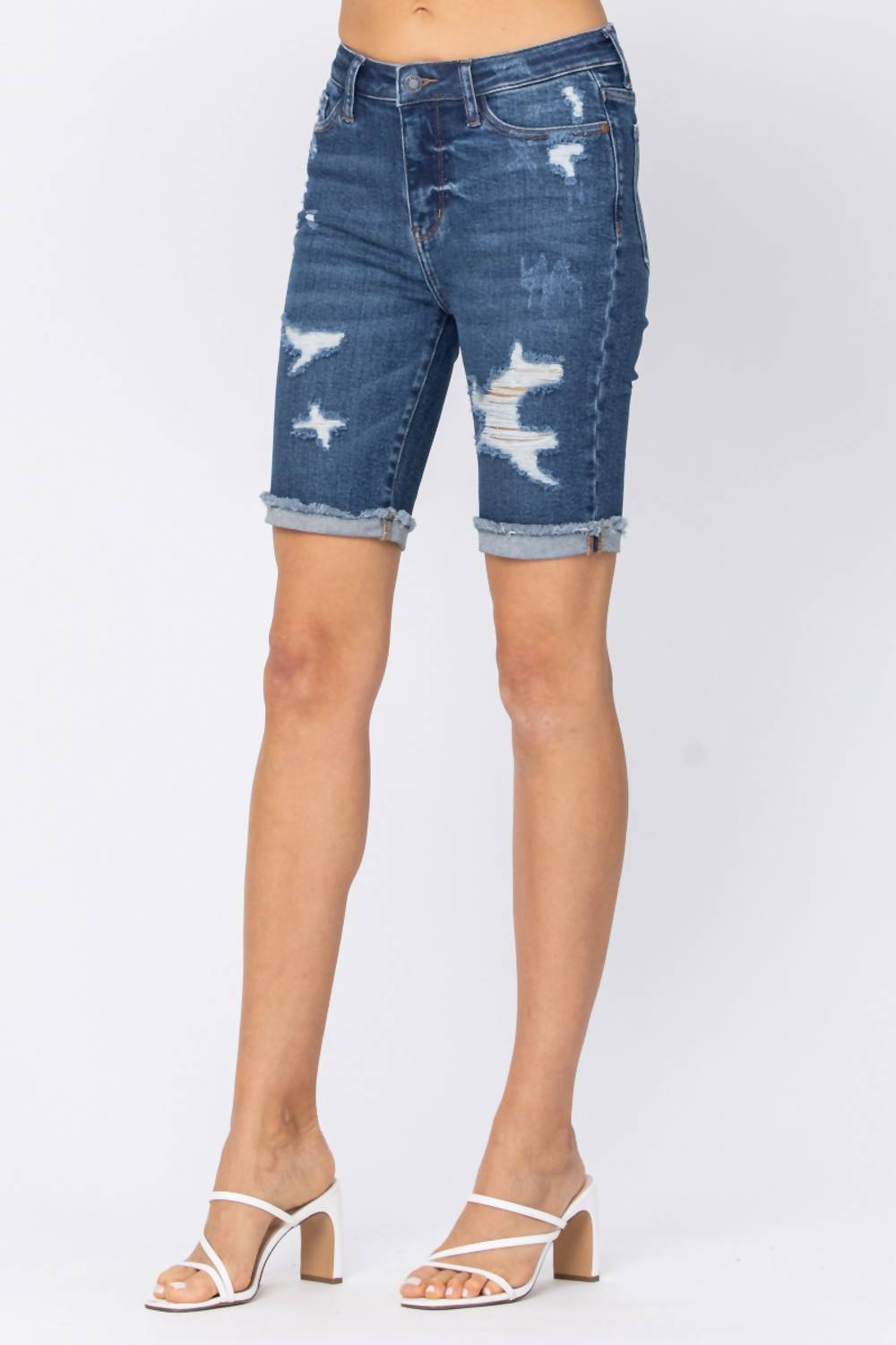 Judy Blue - High Waist Destroyed Bermuda Shorts