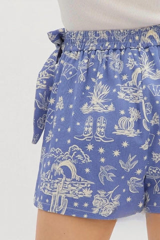 Entro - Lyla Western Motif Denim Wrap Skort