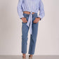 Elan - Striped Tied Front Blouse