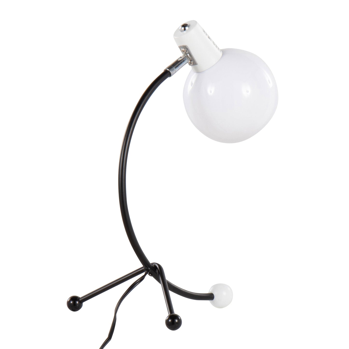 Eileen Contemporary Task Lamp in Black Metal and White Plastic Shade